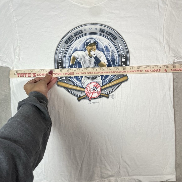 Vtg New York Yankees Shirt Mens XL Derek Jeter Y2K NYC Retro Graphic White - Picture 5 of 6